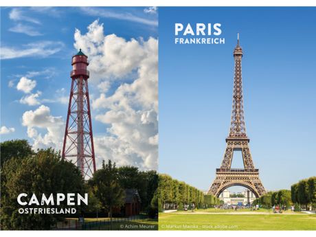Vergleich zwischen dem Leuchtturm Campen und dem Eifelturm in Paris
